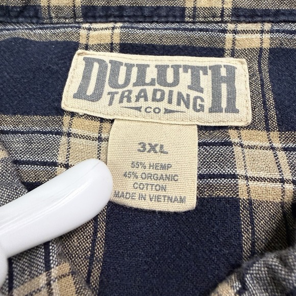 Duluth Trading shirt mens 3XL plaid hemp organic cotton outdoor button down camp - Picture 7 of 8